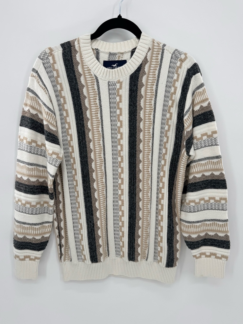 Hollister Men’s XS 90s Hip Hop Grandpacore Geometric Knit Sweater Retro